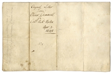 Important Oliver Cromwell Autograph Letter Signed From 1648 Regarding His Son's Matrimony -- ''...Mr. Maijor desired 400l. per annum of inheritance...wherein I desired to be advised by my wife...''